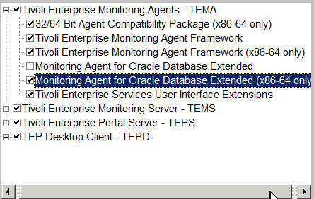 Monitoring Agent for Oracle Database Extended (x86-64 only) check box