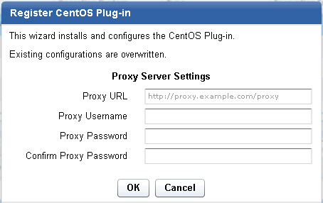 Register CentOS download plug-in wizard