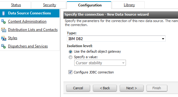 Specify the connection New Data Source wizard.