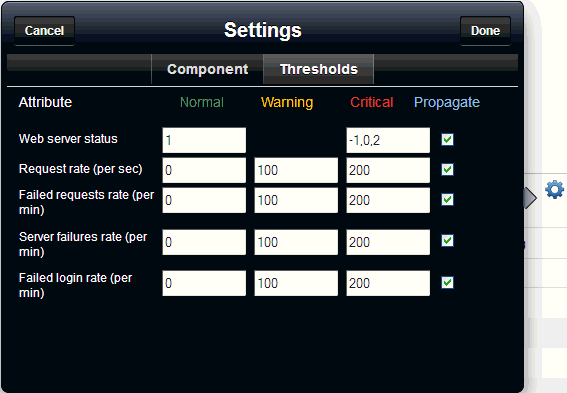 Component settings