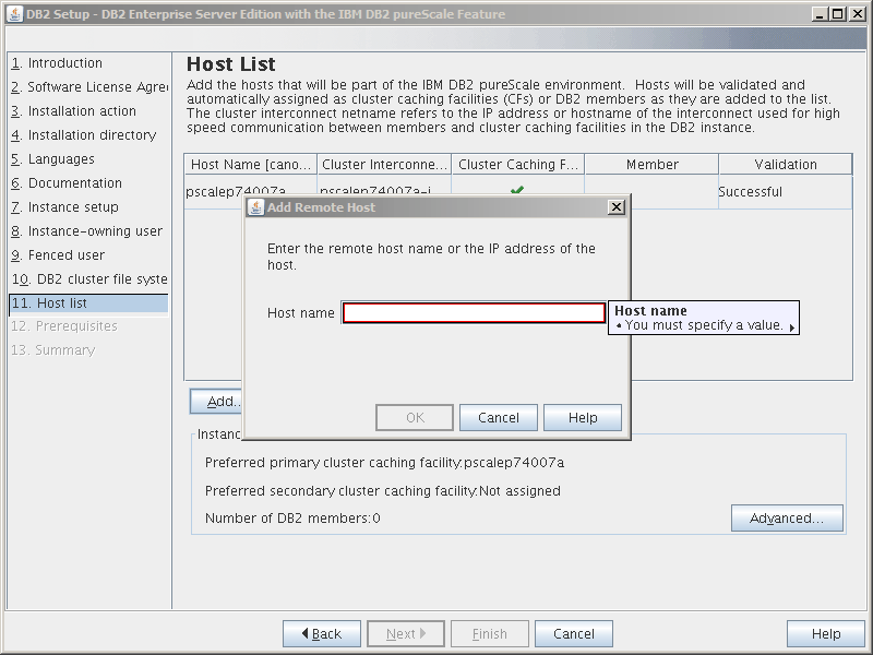 A view of the Add Remote Host window