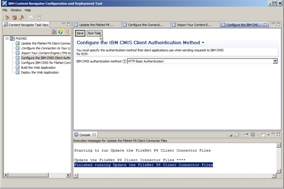 configure the IBM CMIS Client Authentication method