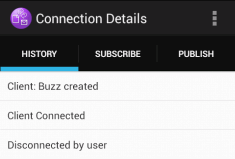 Screen capture of the sample app Connection Details screen "History" tab.