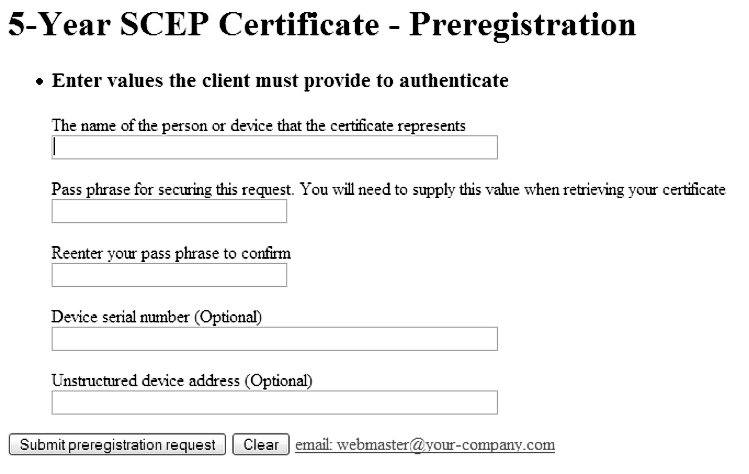 SCEP preregistration request form
