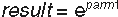 Equation to calculate mathematical function of e raised to a power