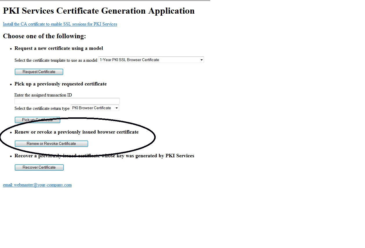 Renewing or revoking a browser certificate