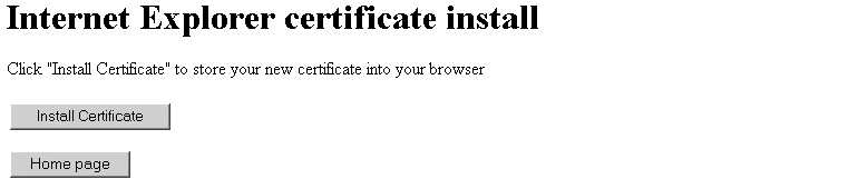 Certificate installation web page