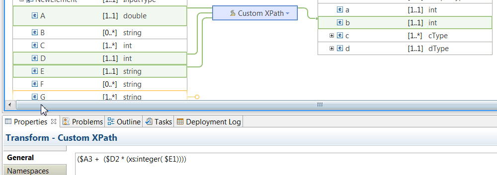 This figure shows the custom XPath transform used to perform an arithmetic operation.