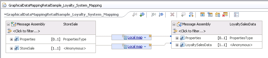 The Graphical  Mapping editor has an input object column and an output object column