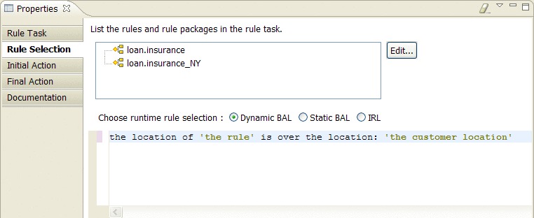 Static BAL in runtime selection