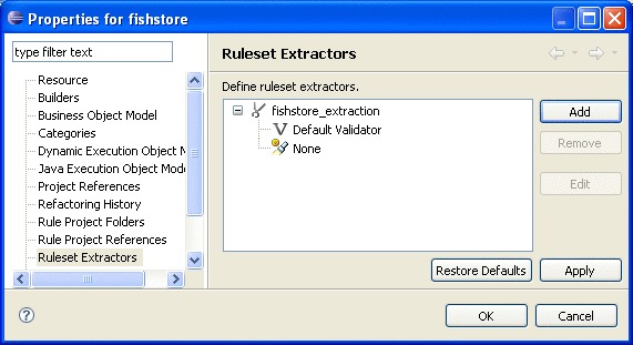Screenshot of ruleset extractors