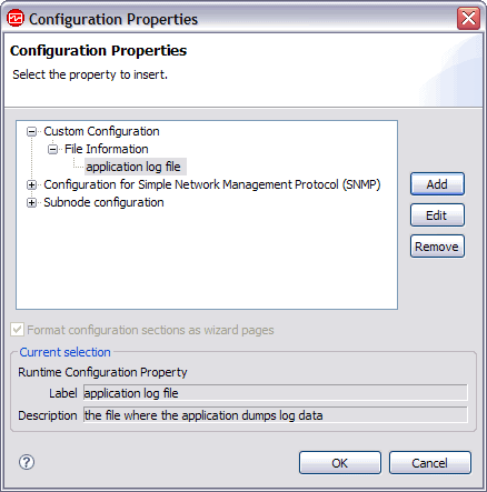 Configuration Properties window with new property displayed in properties list