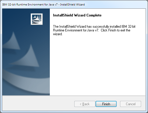 IBM Java 7 InstallShield Wizard Complete