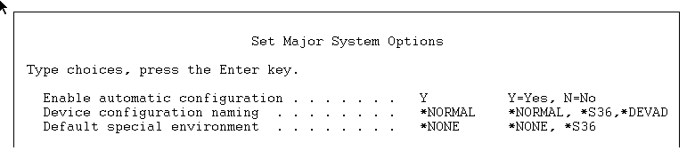 Set Major System options