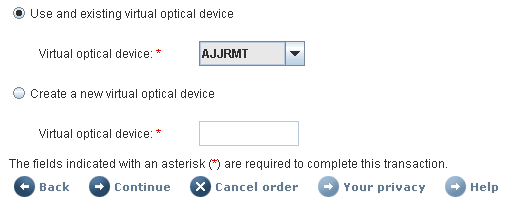 Select the appropriate virtual optical device.