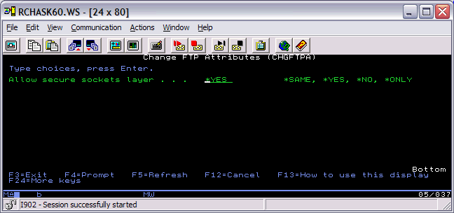 Screenshot of CHGFTPA option