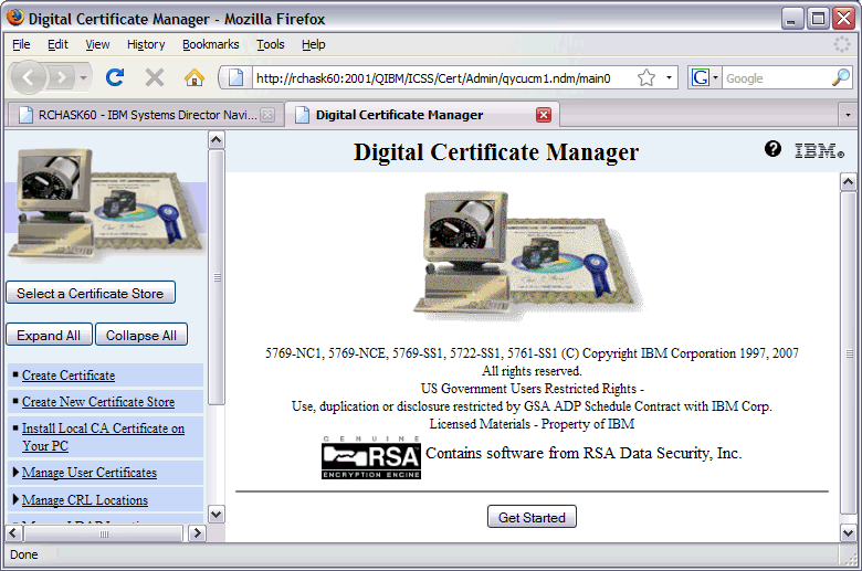 Screenshot of DCM main page