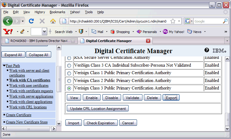 Screenshot of selecting the CA certificate from the list.