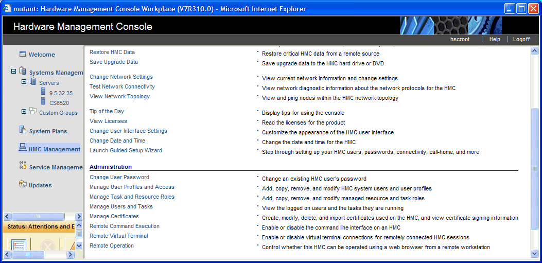 Browser Based Menu at the HMC Management selection.