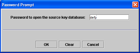 Password prompt dialog box for password prompt when importing.