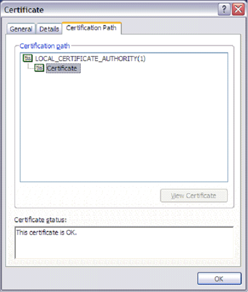 In the Certificate window, highlight the certificate.