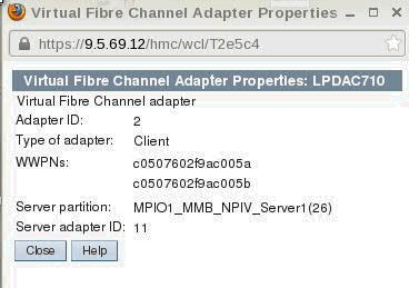 Screen shot of Virtual Fibre Adapter Properties.