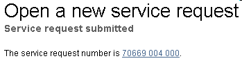 This is the Service request submitted page.