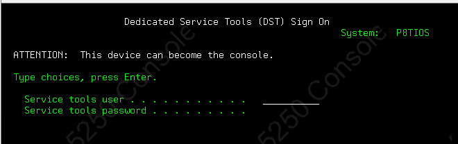 Dedicated Service Tools (DST) Sign On