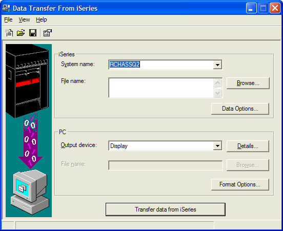 This picture shows the initial data transfer screen.