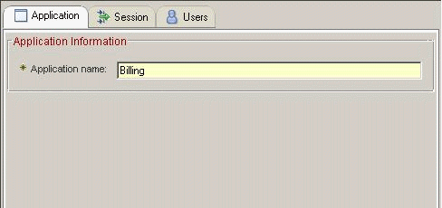 Example of the tabbed window displayed in the AMC Editor for a selected application.