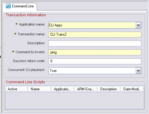 Example of the tabbed window displayed in the AMC Editor for a selected robotic transaction.