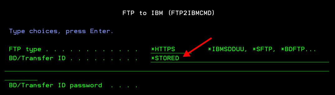 FTP to IBM command screen capture
