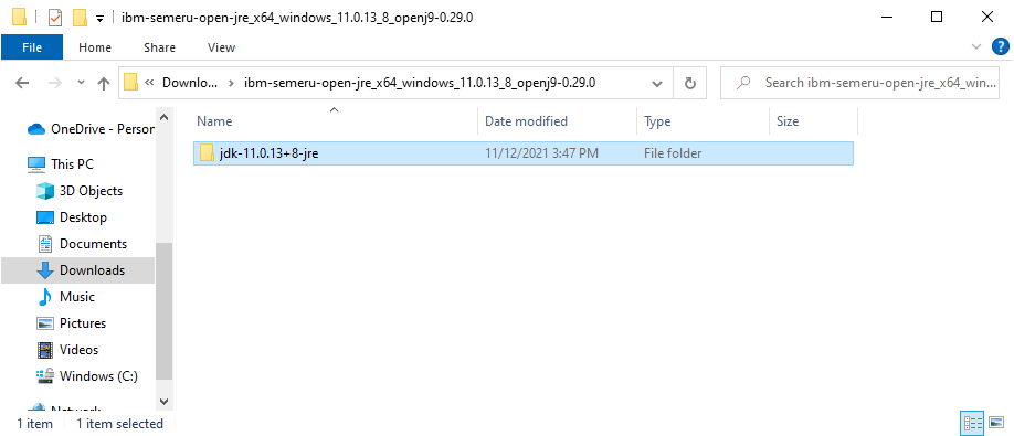 jre folder within the extracted folder