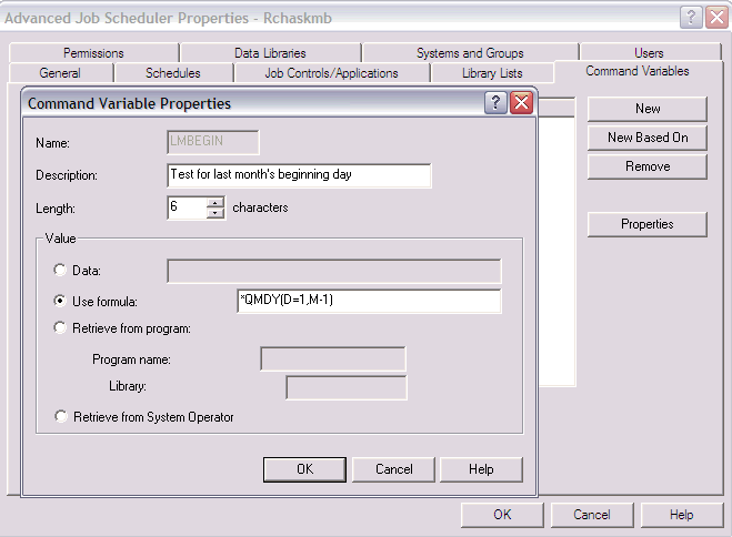Example formula on the command variable screen.
