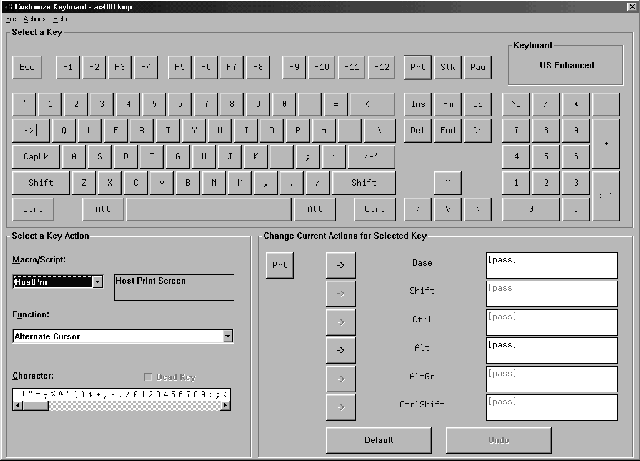 This print screen shows an example of the Customize Keyboard dialog box.